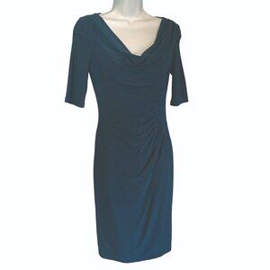 Ralph Lauren, Navy size 2, elbow length, Draped neckline